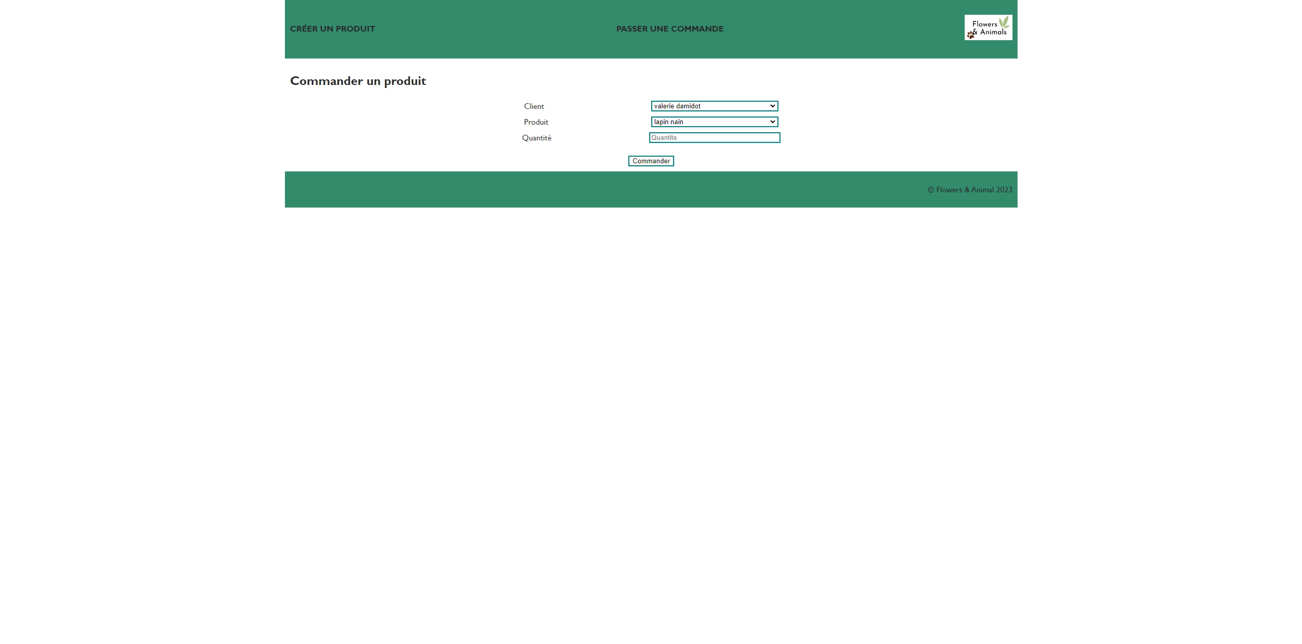 Création de commande dans le back office de la SAE 2.03